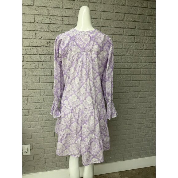 Just Darviny Lilac Hydrangea Floral Print Long Sleeve A-Line Dress Size S - Picture 2 of 8